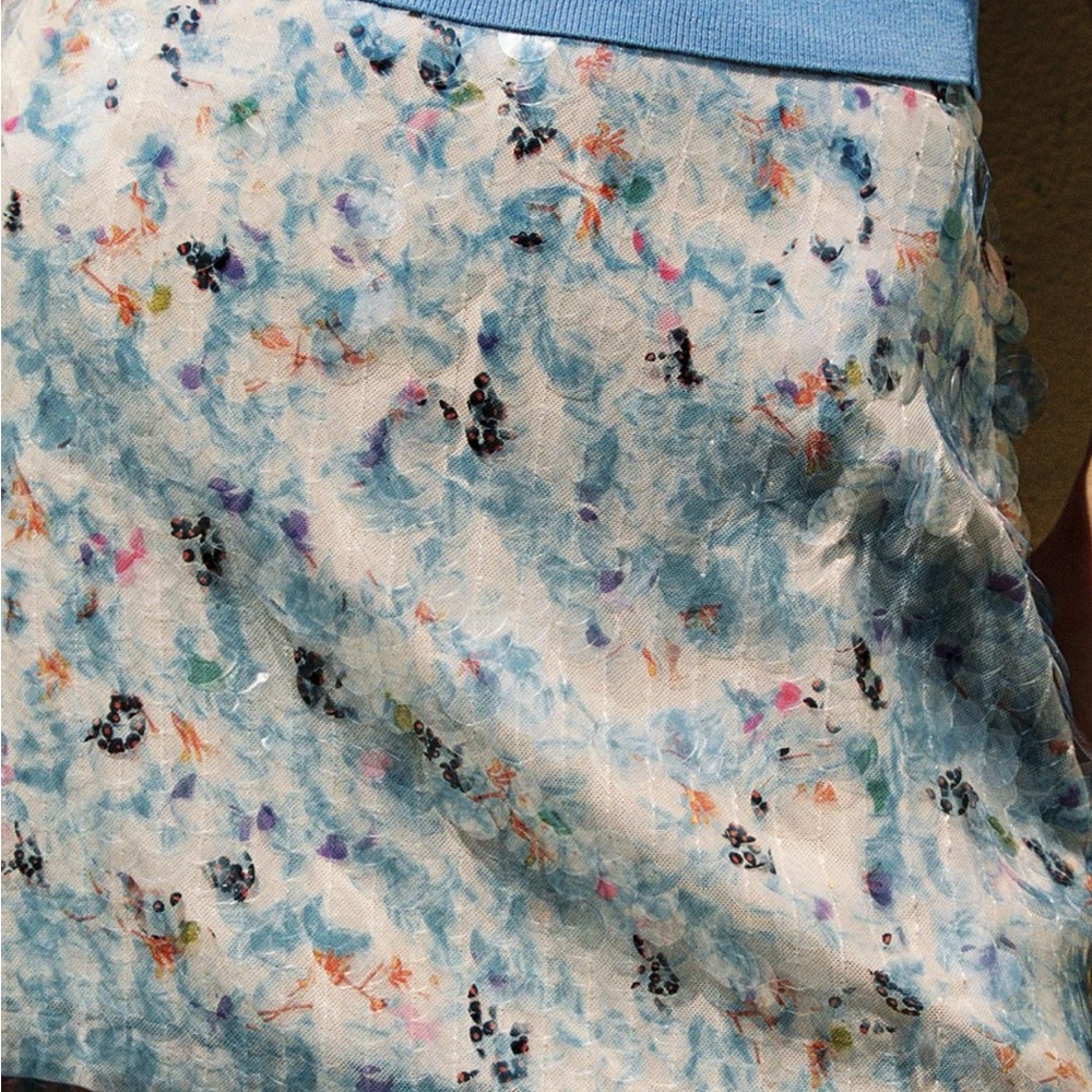 NWT Zara Mini Skirt Sequin, Jewel Sequined Blue Skirt 3920/721 Blue Ecru - Picture 7 of 13
